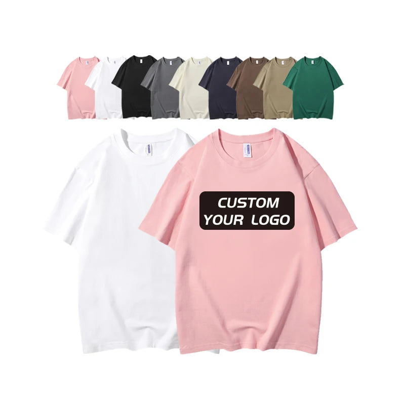 High Quality Blank Drop Shoulder 240gsm Heavyweight Cotton T-Shirt Custom Printed   Oversized Knitted Graphic T-Shirts