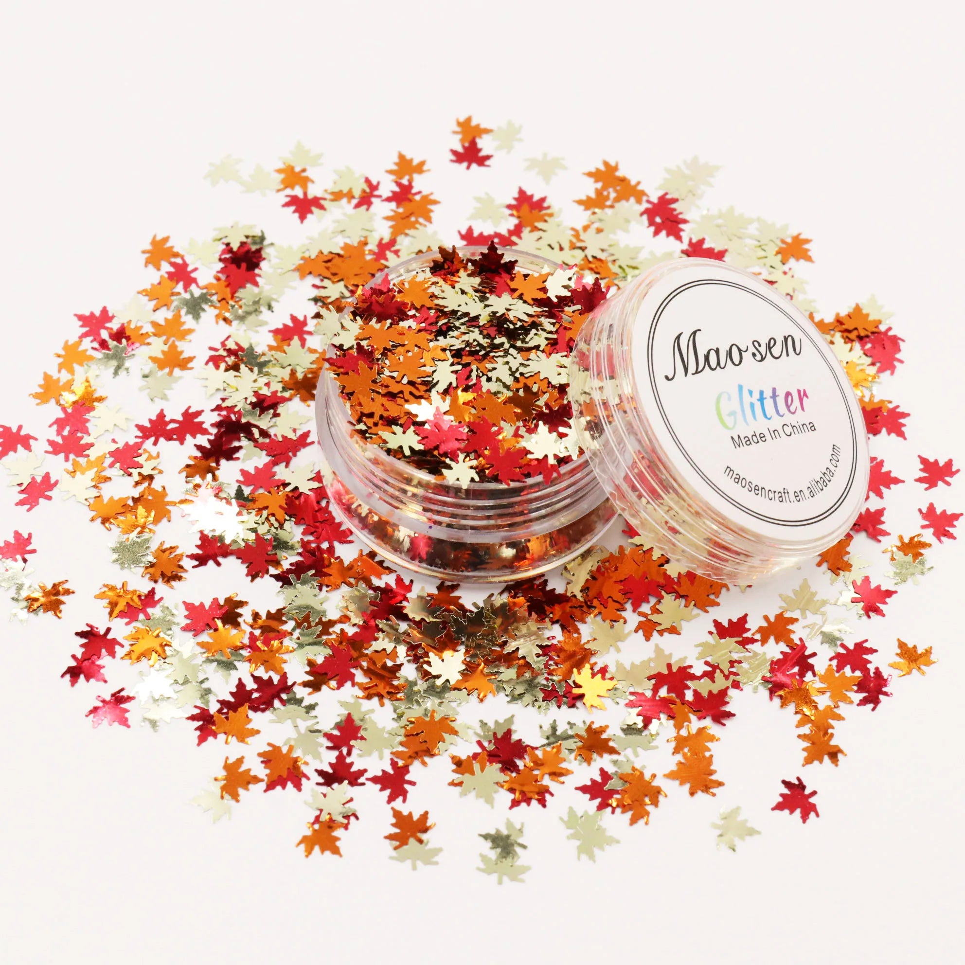 Popular Bulk Solvent Resistant Fall Maple Leaves Glitter for Resin Tumblers Nail Art