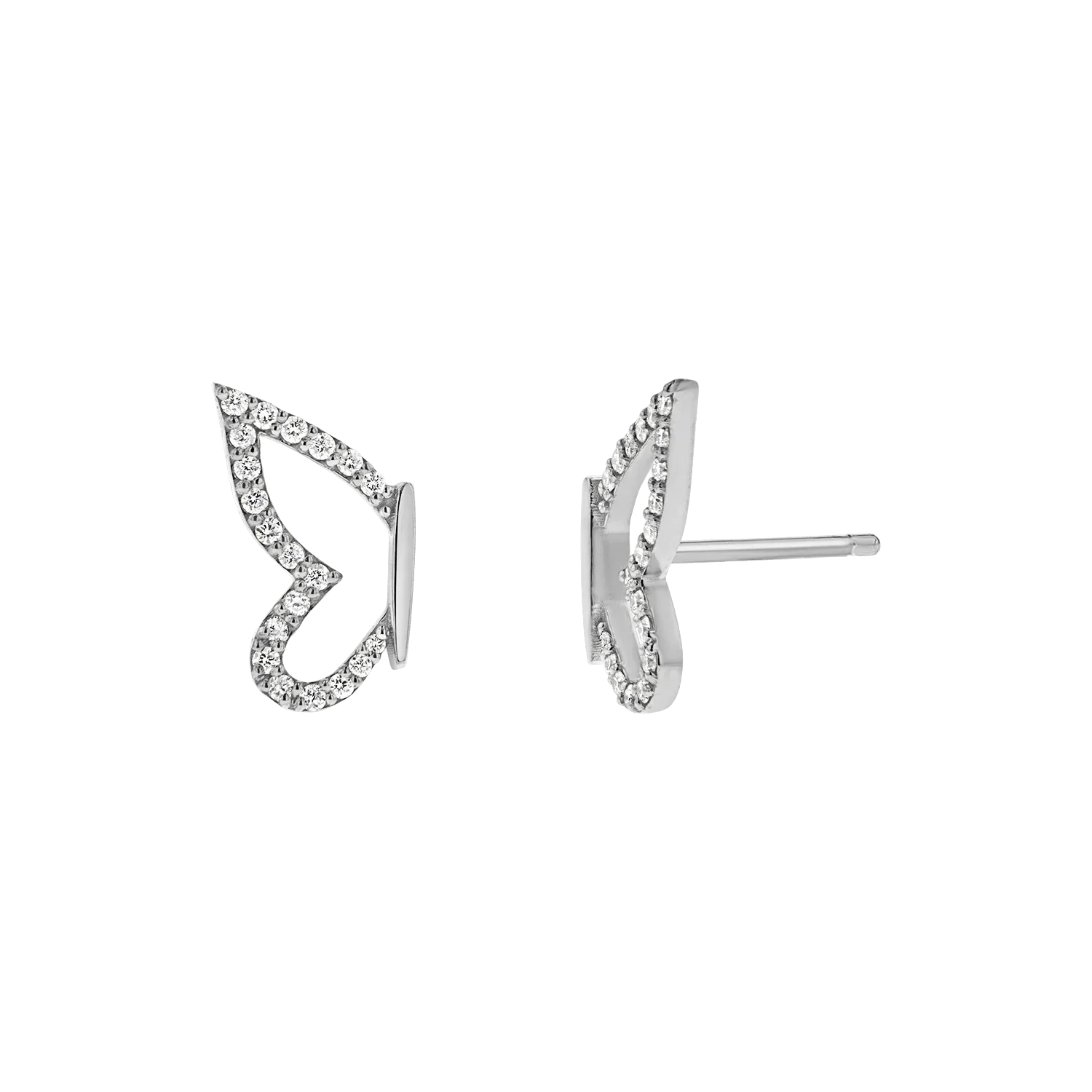 Custom Silver Jewelry Pave Zircon Butterfly Wing Stud Earrings for Women and Girls Daily 925 Sterling Silver Jewelry