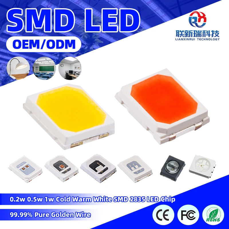 Wholesale High Lumens 3v 6v 9v 18v 0.2w 0.5w 1w  Epistar Sanan Pure Cold Warm White Smd 2835 Led Chip