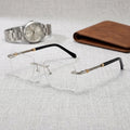 Upscale Custom Men Shape Fashion Rimless Flexible Optical Frame Small Square Trendy Rimless Glasses