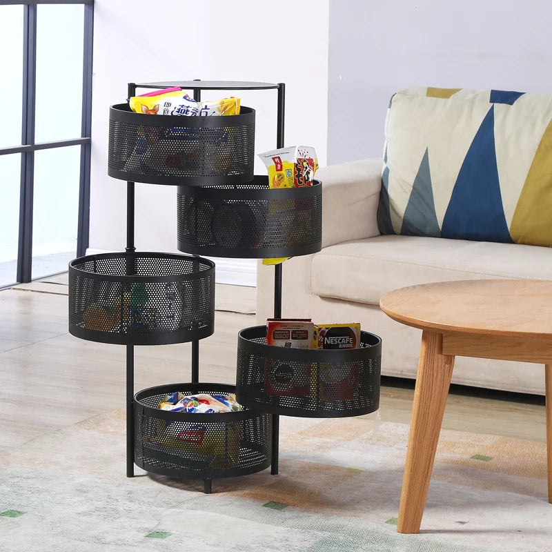 Kitchen Shelf Circular Rotation Multilayer Storage Multifunction Storage Rack Foldable Storage Kitchen Rack