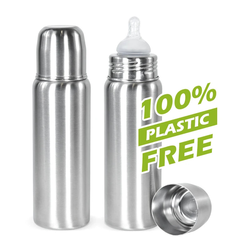 New Arrival 240ml 304 Stainless Steel Eco-Friendly Double Wall Insulated Sippy Bottle 100% Plastic Free for Toddlers