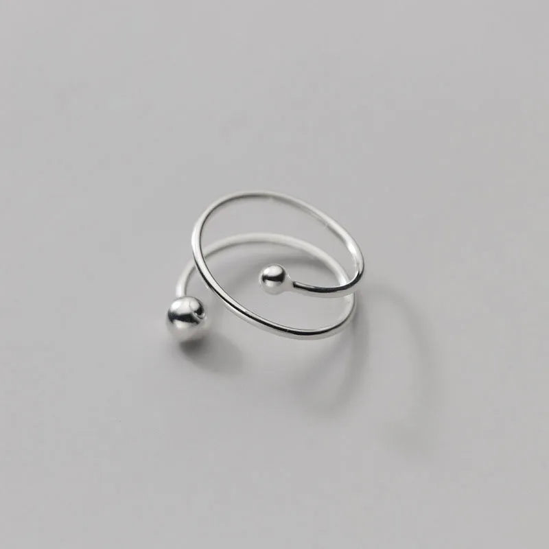Hot Sale 925 Sterling Silver Smooth Ball Layer Finger Rings for Women Jewelry Gifts