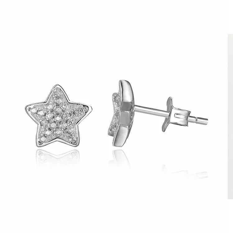 David Star 925 Sterling Silver AAA Cubic Zirconia Earrings Gold Plated Wedding Jewelry with Diamond & Zircon Inlay Bezel Setting