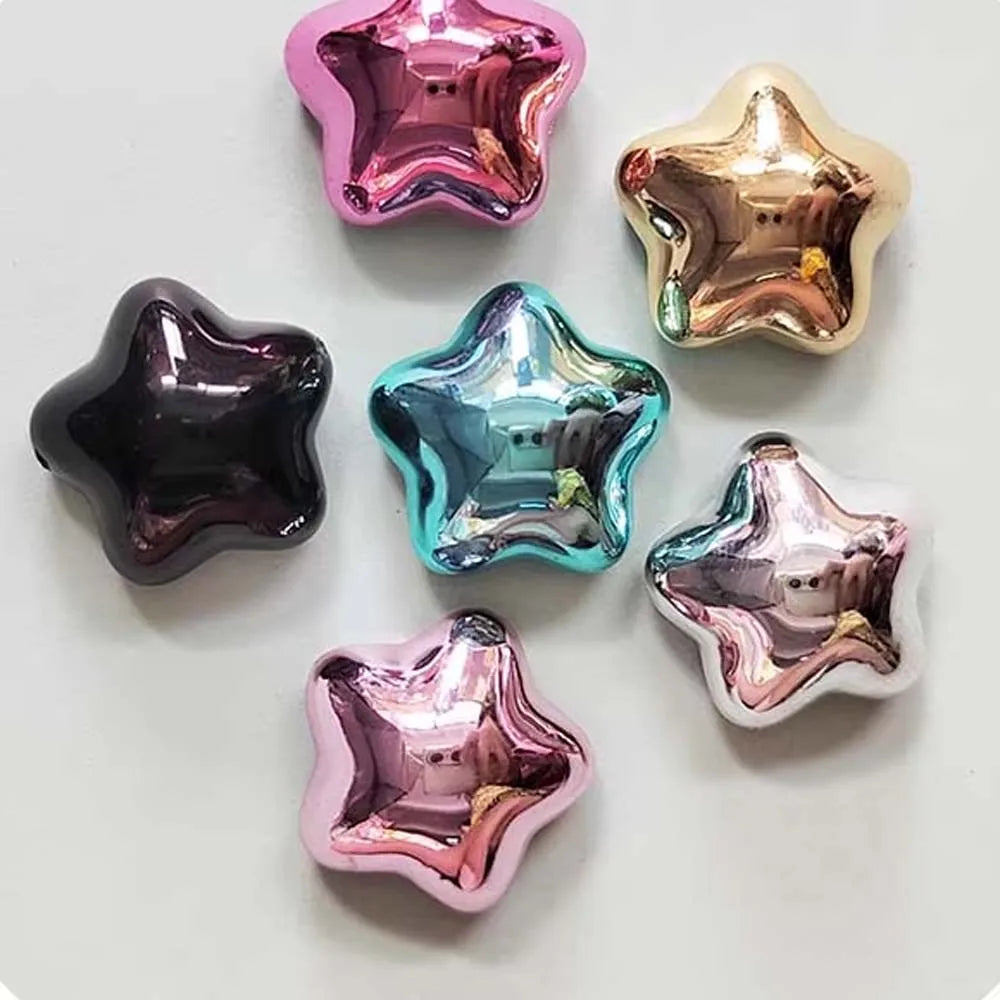 Shiny Metallic Star Series Resin Flat Back Cabochons for Hairpin Scrapbooking DIY Jewelry Craft Decoration Accessories