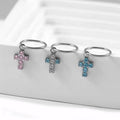 Titanium CZ Cross Dangle Hinged Segment Ring Hoop Earrings Fashion Body Jewelry for Children Orthodox Main Stone Zircon