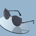CONCHEN Unisex UV400 Gradient Sun Glasses Trendy Silver Metal Frame Sun Glasses Fashionable Rimless Sunglasses for Women