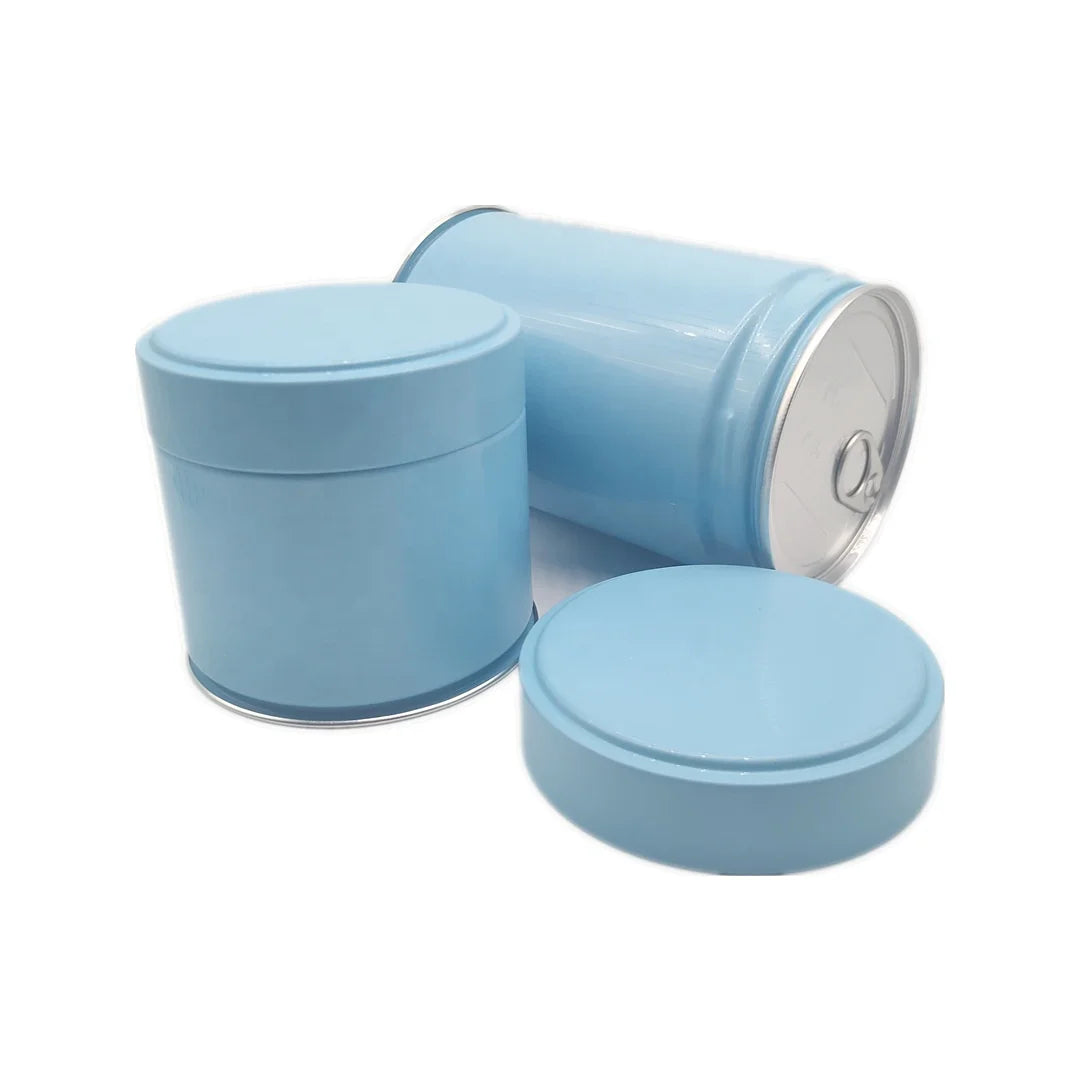 Wholesale Printing Design Food Grade Airtight Round Black Matte Tins Custom Coffee Tin Can Tea Metal Tins Container with Lid