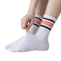 Colorful Bar Outer Wear School Socks Children's Spring Fashion Sports College Striped Cotton Black White Medium Tube Kids Girl