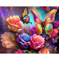 Painting by Numbers for Adults Kits Diy Crafts Rose Flowers and Colorful Butterfly Handmade on Canvas Picture Coloring Home