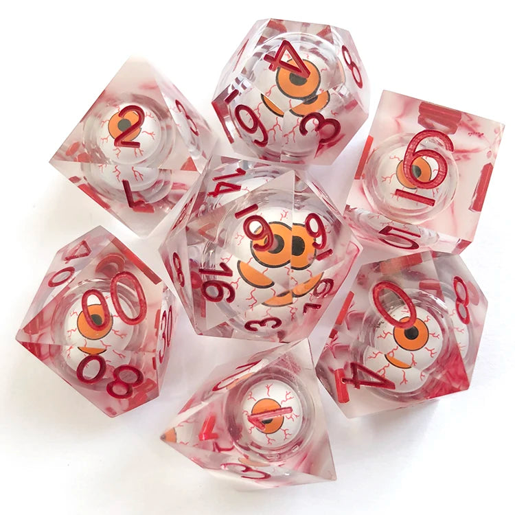 Wholesale Polyhedral Resin Dice Set for D&D Board Games Clear Eye Liquid Core RPG Dice Sharp Bulk Dice