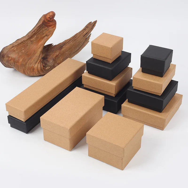 Custom Logo Kraft Paper Jewelry Box Packaging with Sponge in Stock