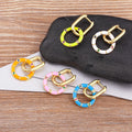 QIKU Light Luxury Enamel 6 Colors Round Inlaid Shiny Crystal Pendant Oil Drip Drop Earrings Women Elegant Jewelry Exquisite Gift