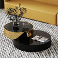 High End Round Coffee Table Double Modern Luxury Stainless Steel Brass Rotating Black and Gold Coffee Table