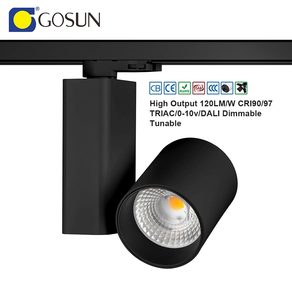 Movable Track Lighting Aluminum Ceiling Lights 42w DALI 2700-5700K CCT Tunable Aluminum Spotlight