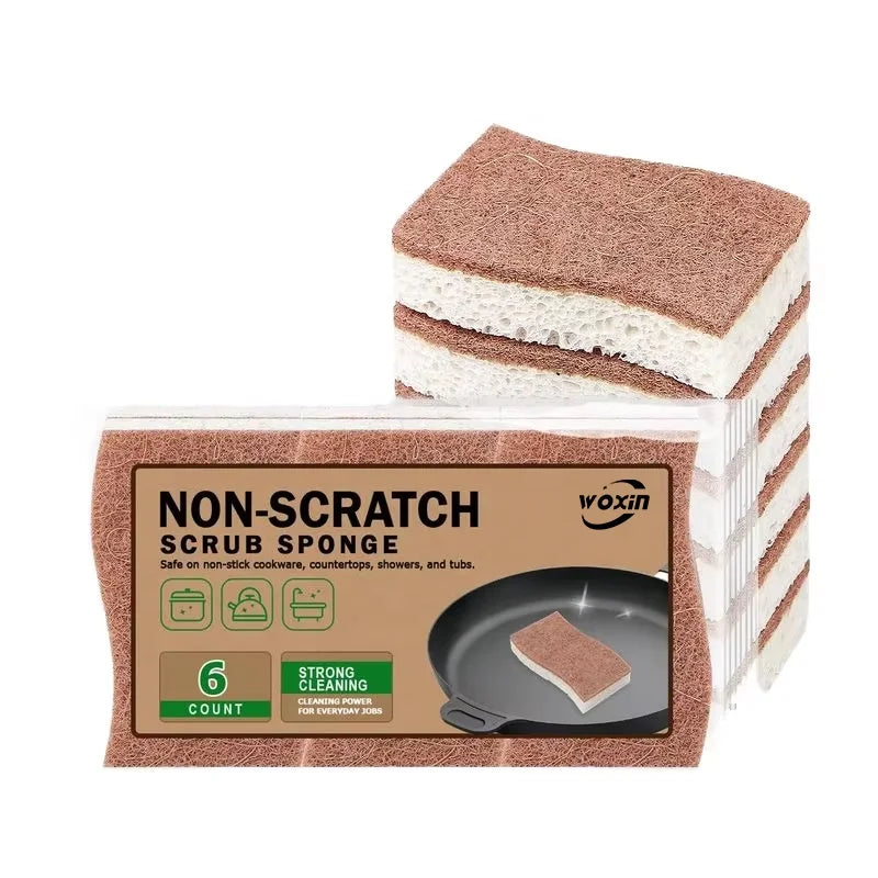 Woxin 100% Natural Biodegradable  Sponge Household Mesh Wash Cleaning Scouring Pad Cellulose Sponge Products for Kitchen