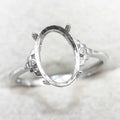 Sterling Silver 8*12mm Semi Mount Ring Empty Frame Blank Support Setting S925 Base Holder Without Center Stone for DIY Inlay