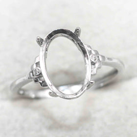 Sterling Silver 8*12mm Semi Mount Ring Empty Frame Blank Support Setting S925 Base Holder Without Center Stone for DIY Inlay