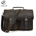 Andong Crazy Horse Leather Men Retro Large Capacity 15-inch Computer Briefcase Business Messenger Bags Shoulder Bag