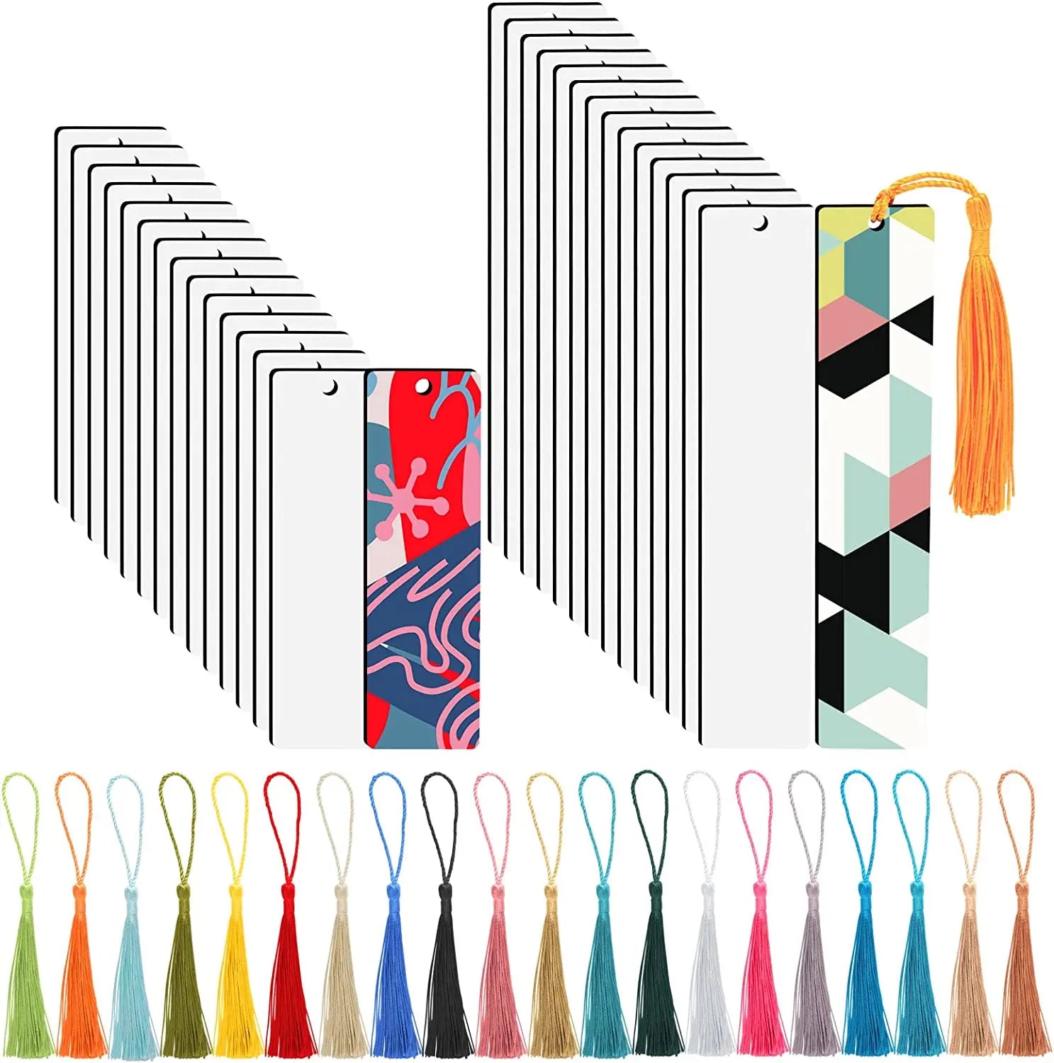 Office Decor 150x30x3mm Sublimation Blank Mdf Bookmarks With Colorful Tassels for School/Office/Daily Use