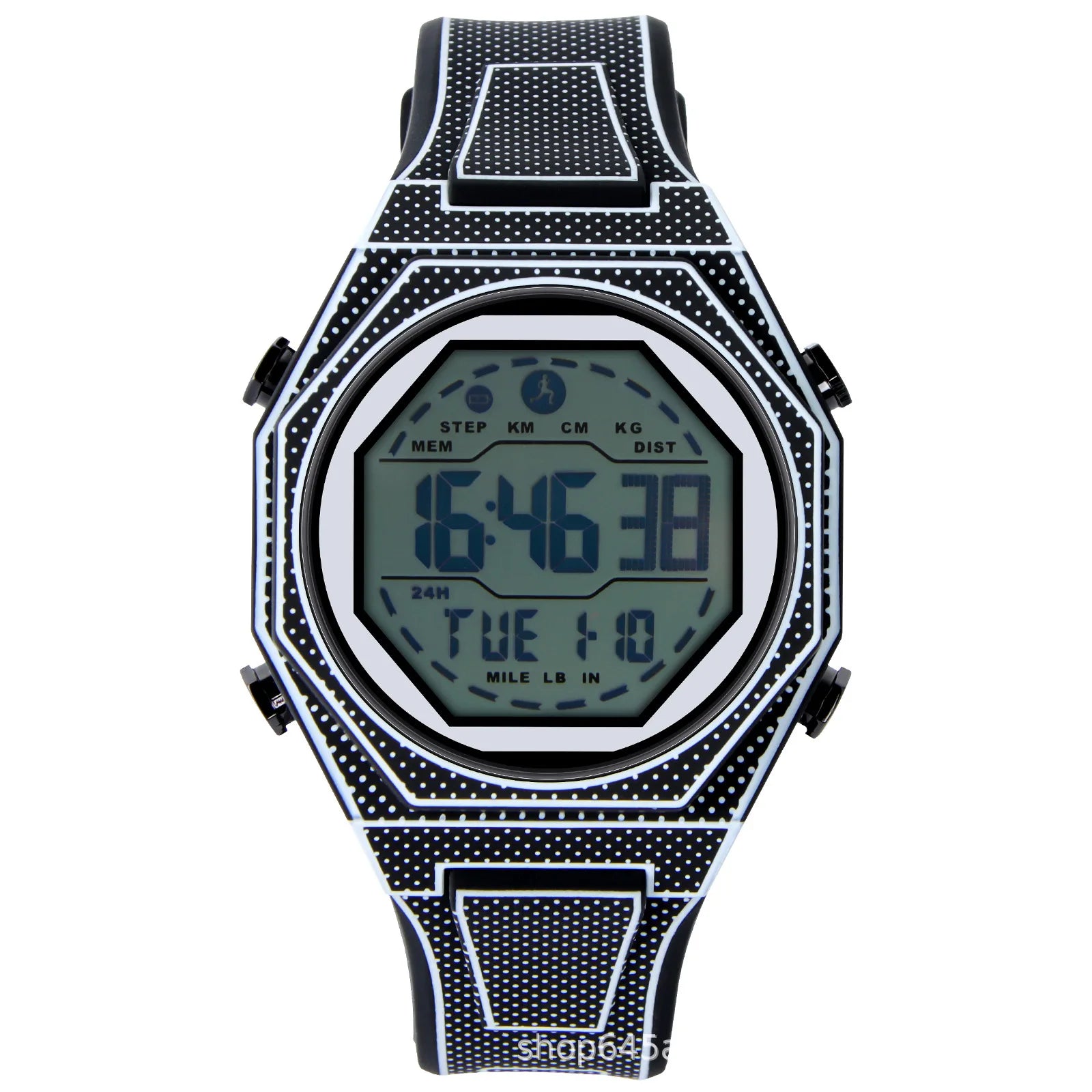 Stylish Cartoon Silicone Custom Polycarbon Mens Watch Waterproof Sport Octagon LED Digital Watches Relojes Hombre