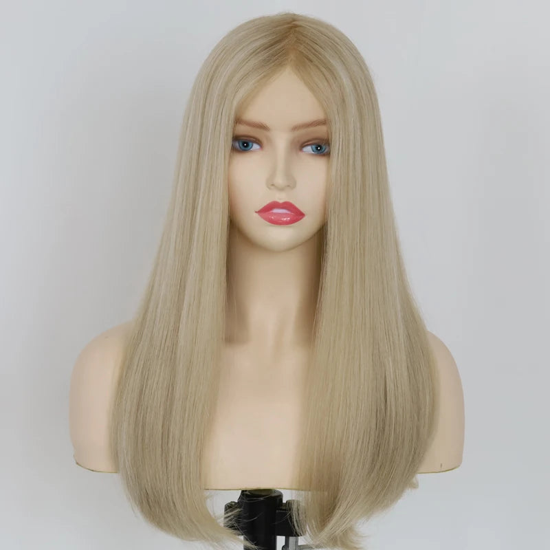 Kosher Sheitel Lace Top Wigs Natural Color Blown Blonde M L XL Mongolian Hair for Jewish Women Stock