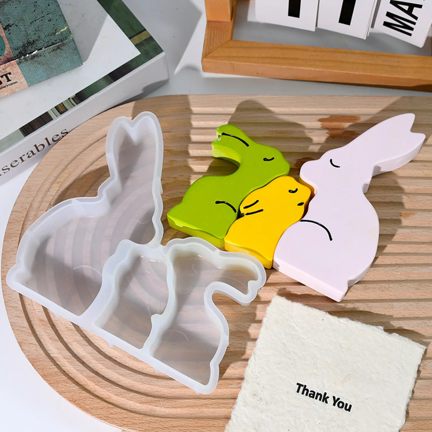 Diy Silicone Mold Cute Cuddle Rabbit a Plaster Candle Doll Easter Decoration