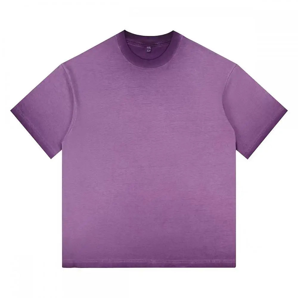Wholesale Men's Vintage Short T-Shirts 100% Cotton Woven Heavyweight Summer Street Wear Solid Breathable Quick Dry 240g