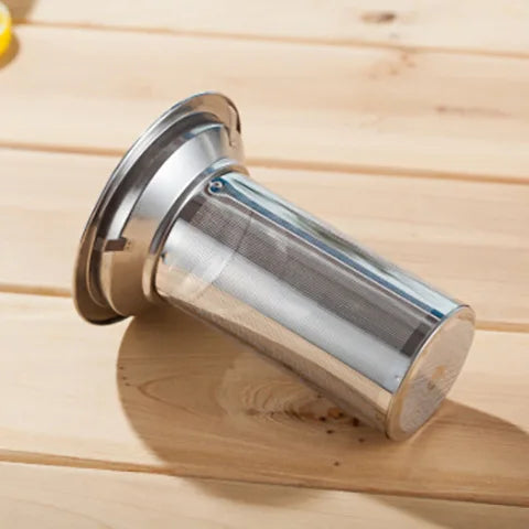 Reusable Silver Vintage Tea Infuser with Polished Surface and Pattern Logo