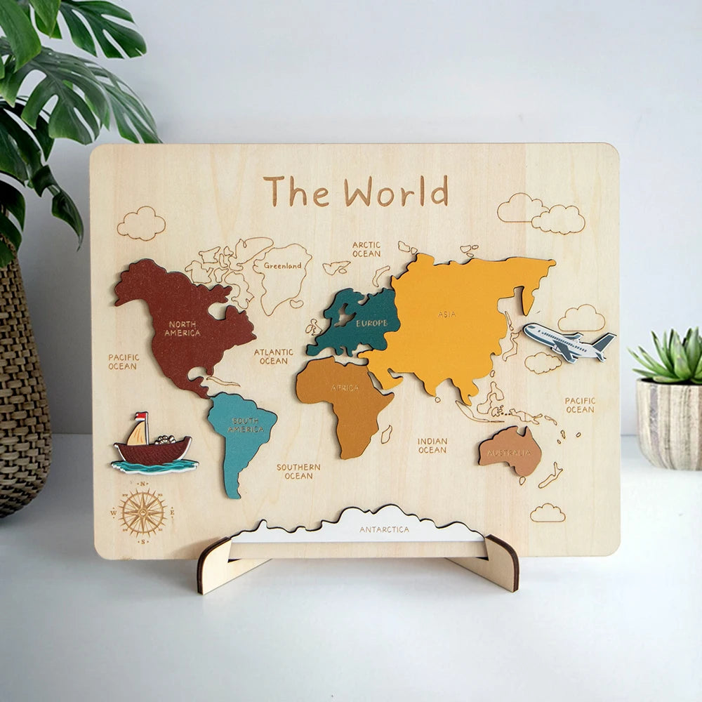 Hand-Engraved Folk Art Style 3D Wood Map Unique Home Decor Wall Sign Wood Crafts and Wooden Boxes