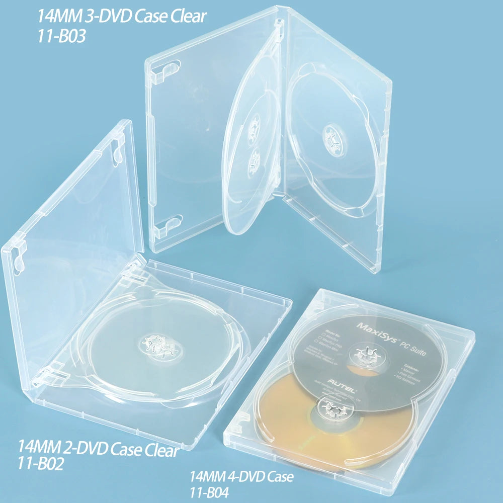 SUNSHING Premium Standard 14mm CDs DVDs Case Storage Holder Single Double DVDR Disk Empty Disc PP CD Blu-ray Discs Media Box