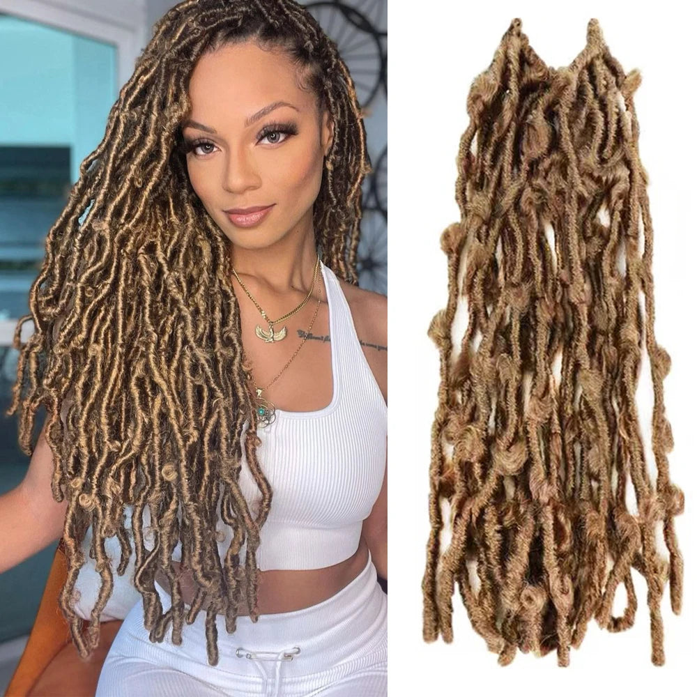 24-Inch Blonde Butterfly Distressed Locs Crochet Braids Extensions for Women Pre-looped High Temperature Fiber Durable Braids