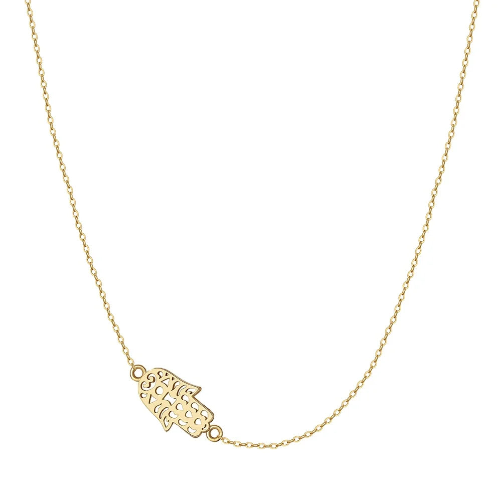 2024 Summer Fashion Hand Hamsa Shape Necklace Jewelry 925 Sterling Silver Light Luxury Gold Plated Necklace Jewelry for Women