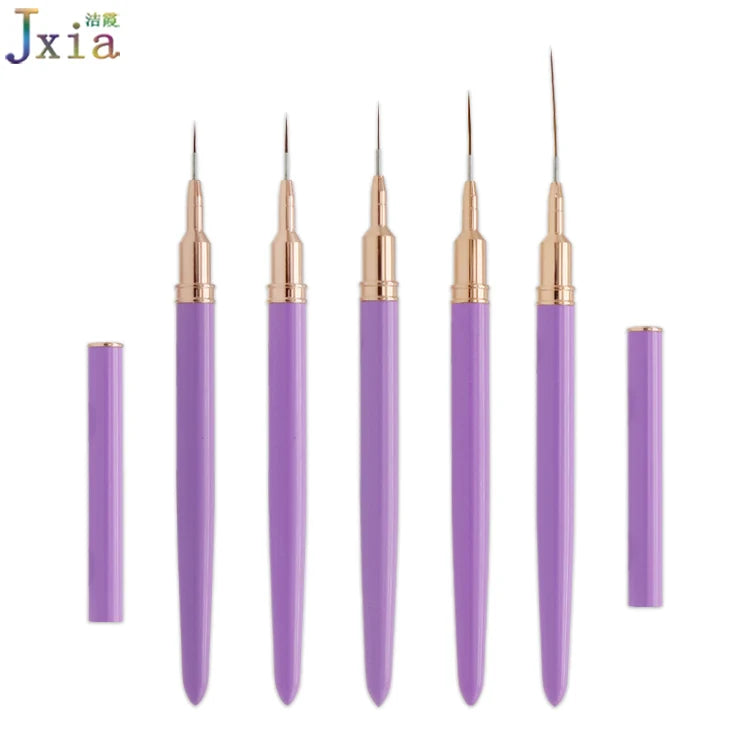 Hot Selling Manicure Purple Metal Handle Liner Drawing Tool Nail Art Striping Gel Painting Brush