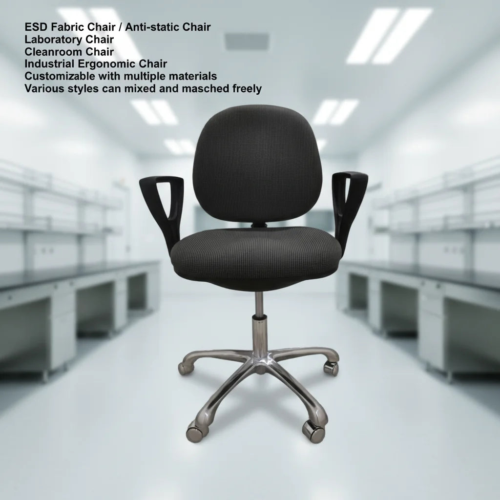 Comfortable Antistatic Lab Fabric Office Chair With Armrest Industrial Chair Height Adjustable Anti-static ESD Fabric Chair
