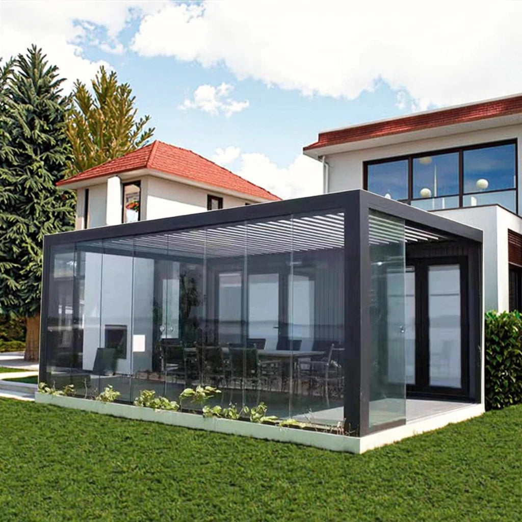 Aluminum Louvered Pergola with Flip Blades Stylish Flip Blades & Quick Delivery for Garden Decoration