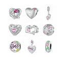 Custom Silver Pendants Mom Heart Beads Bracelets Bling Charms for Jewelry Making