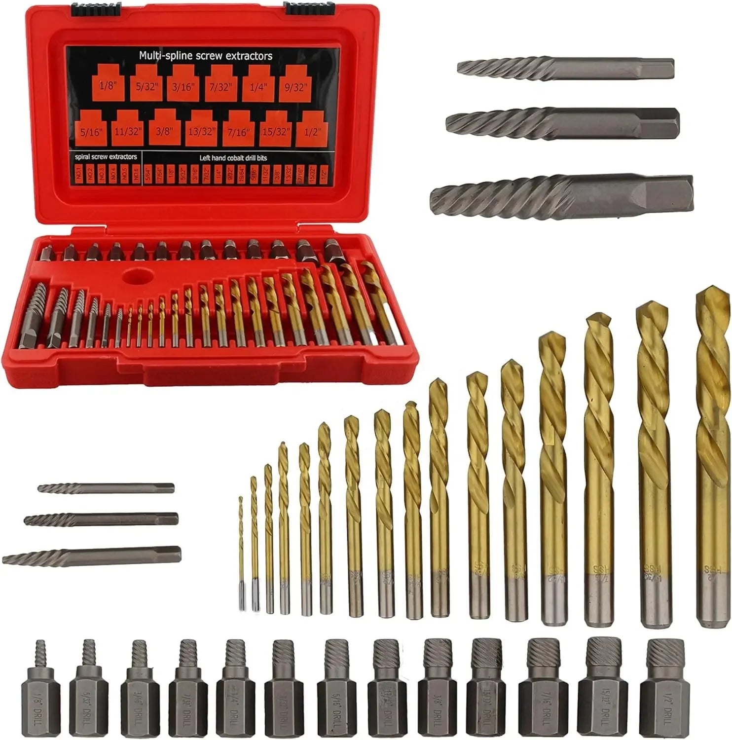 49-Piece Bolt Extractor Screw Extractor Set Remove a Broken Screw or Bolt with Left Handed Drill Bit 1 Set