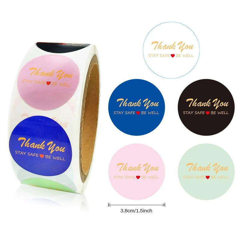 KY-202205753 Custom Pink/Blue Stickers Thank You Logo for Small Business Gift for Friends Customers Made Vinyl for Shampoo