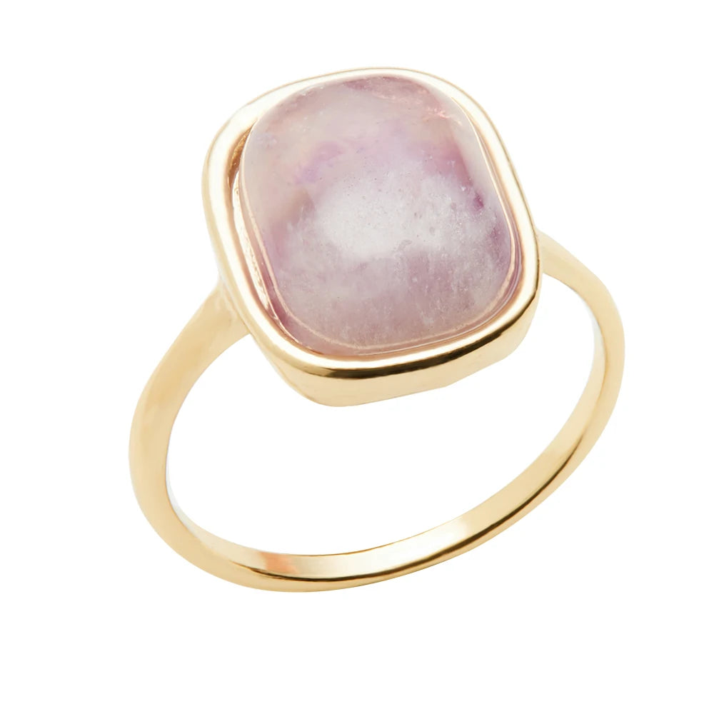 2022 Wholesale New Design Cheap Gemstone Ring Fashion Natural Amethyst Healing Gem Stone Women Crystal Bead Rings