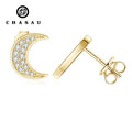 Trendy Daily Wear Jewelry 1.5mm&1.4mm&1.3mm&1.2mm Moissanite 925 Silver Crescent Earrings Studs