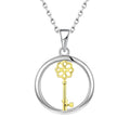 Wholesale Customized Rhodium Plated Sterling 925 Romantic Charm Pendants Women Round Silver Bling Key Round Pendant