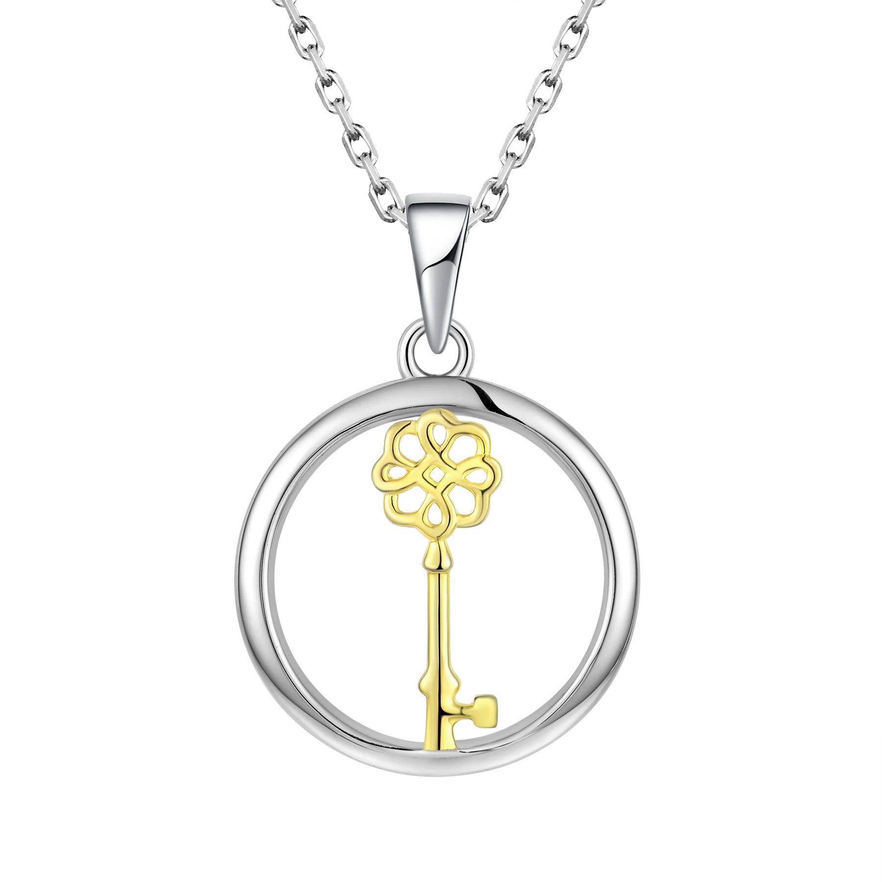 Wholesale Customized Rhodium Plated Sterling 925 Romantic Charm Pendants Women Round Silver Bling Key Round Pendant