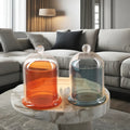 Handmade Luxury Small Glass Dome Candle Holder Matchstick and Coffee Bean Storage with Base