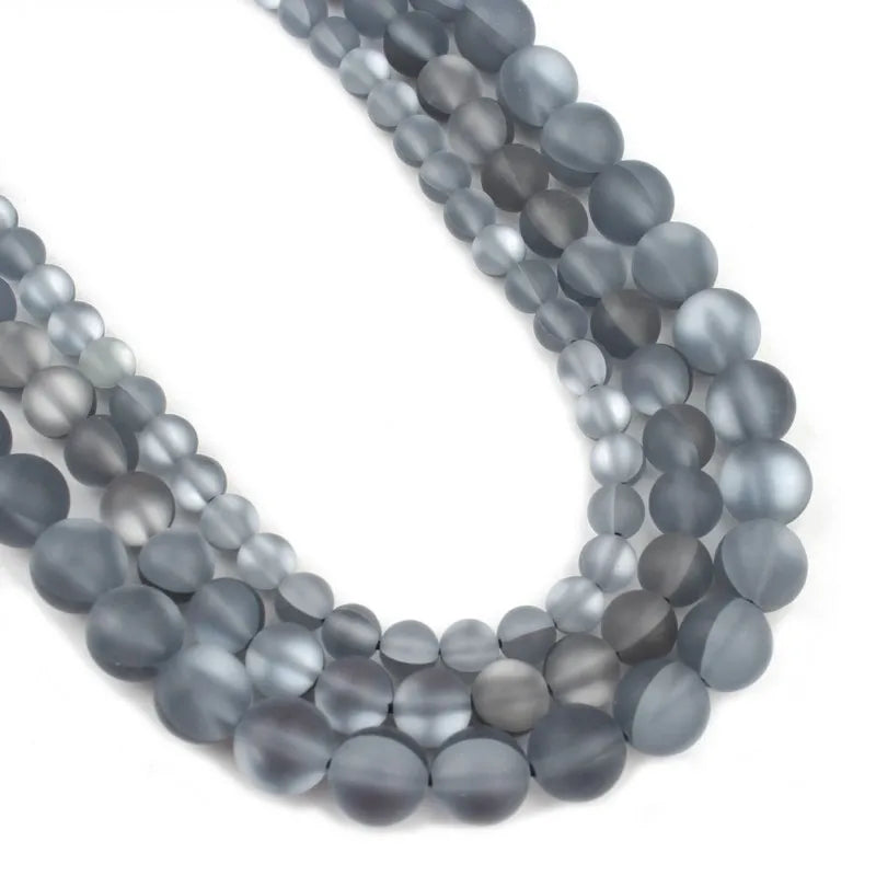Wholesale 6/8/10mm Dull Polish Matte Black Semi Gemstone Loose Glitter MoonStone Round Austrian Crystal Beads for Jewelry Making