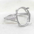Sterling Silver 12*15mm Semi Mount Ring Empty Frame Blank Support Setting S925 Base Holder Without Center Stone for DIY Inlay