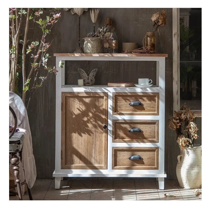 INNOVA HOME 2024 Modern Vintage Natural Solid Wood 2 Door 2 Drawer Console Cabinet Sideboard for Kitchen & Bedroom