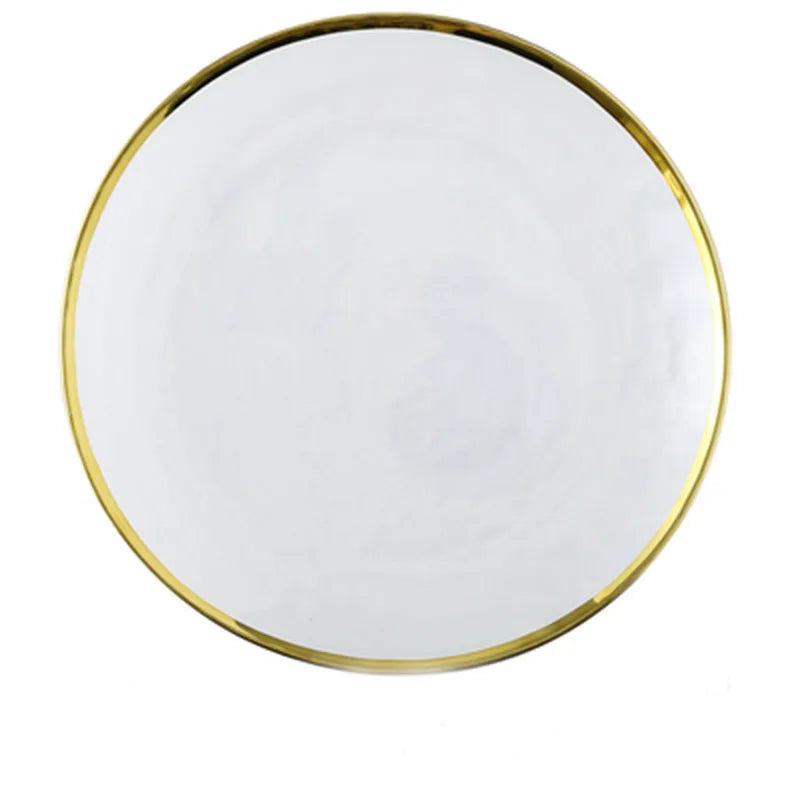 6 Inch Clear Plates Wholesale Handmade Round Crystal Salad Bowl Set with Gold Rose Gold Line for Wedding Kitchen Use