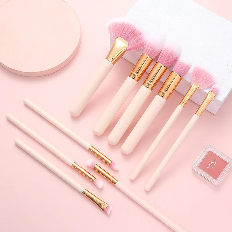 Wholesale Specially Made Portable New Four pink Eye Makeup Brush Set High-quality Eye Shadow Fan Brush for Delicate People